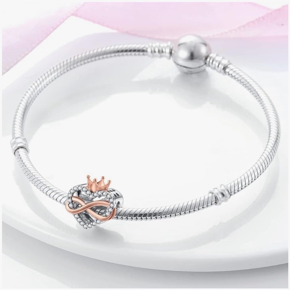 Love slide charm in rose gold and sterling silver fits all Pandora brace… - Picture 2 of 3